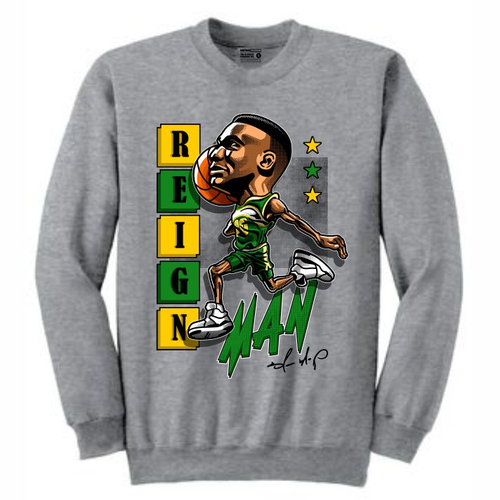 ReignMan Grey Crewneck (Caricature Collection)