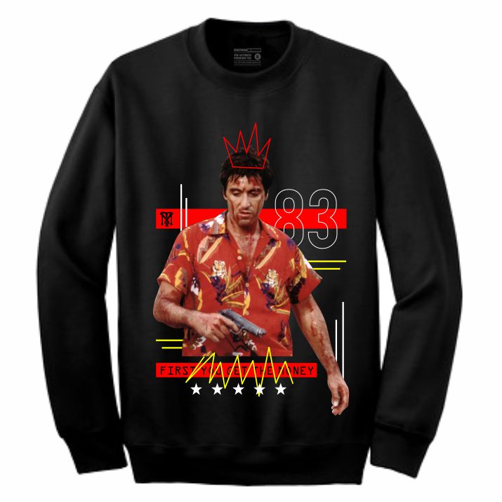 Scarface Black Crewneck (Mixed Media Collection)