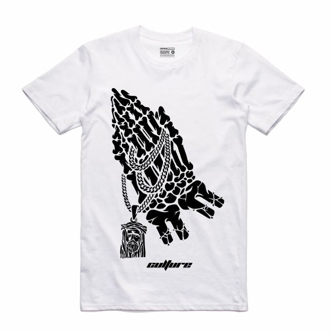 Praying Hands White T-Shirt (Culture)