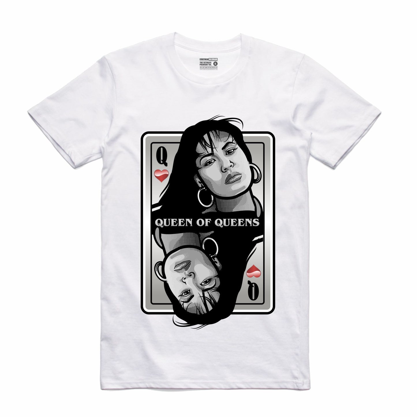 Queen of Queens Selena White T-Shirt (Deck of Cards Collection)