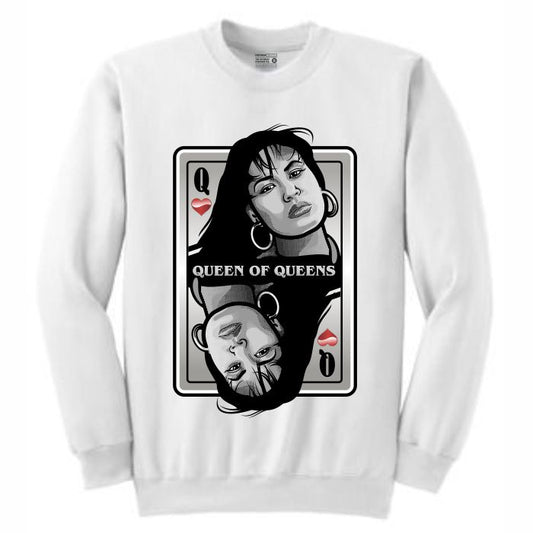 Queen of Queens Selena White Crewneck (Deck of Cards Collection)