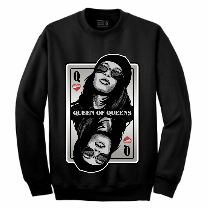 Queen of Queens Aaliyah Black Crewneck (Deck of Cards Collection)
