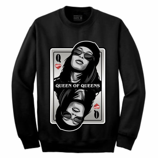 Queen of Queens Aaliyah Black Crewneck (Deck of Cards Collection)