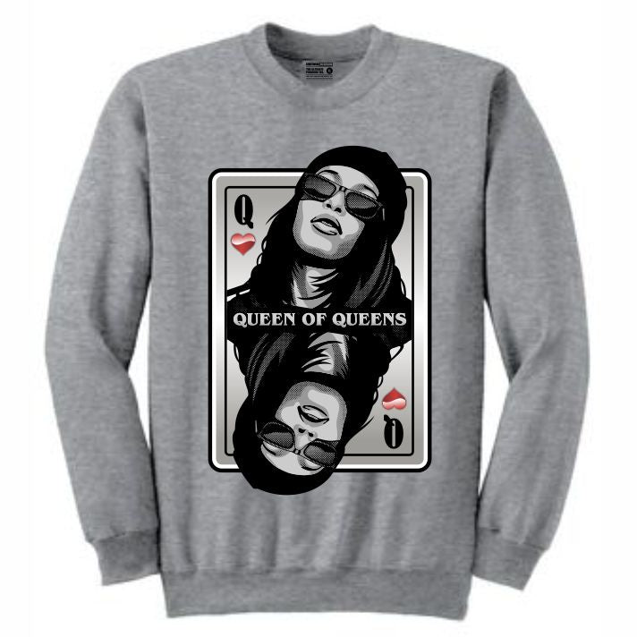 Queen of Queens Aaliyah Grey Crewneck (Deck of Cards Collection)