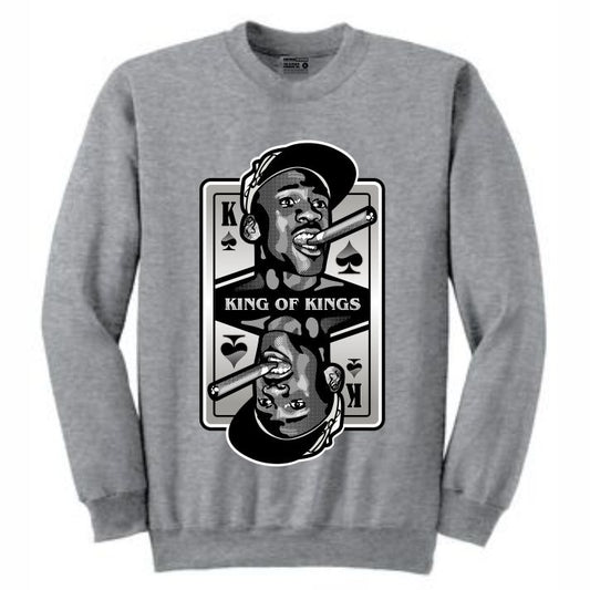 King of Kings MJ Grey Crewneck (Deck of Cards Collection)