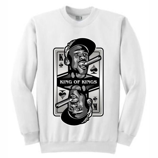 King of Kings MJ White Crewneck (Deck of Cards Collection)