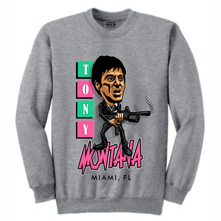 Scarface Grey Crewneck (Caricature Collection)